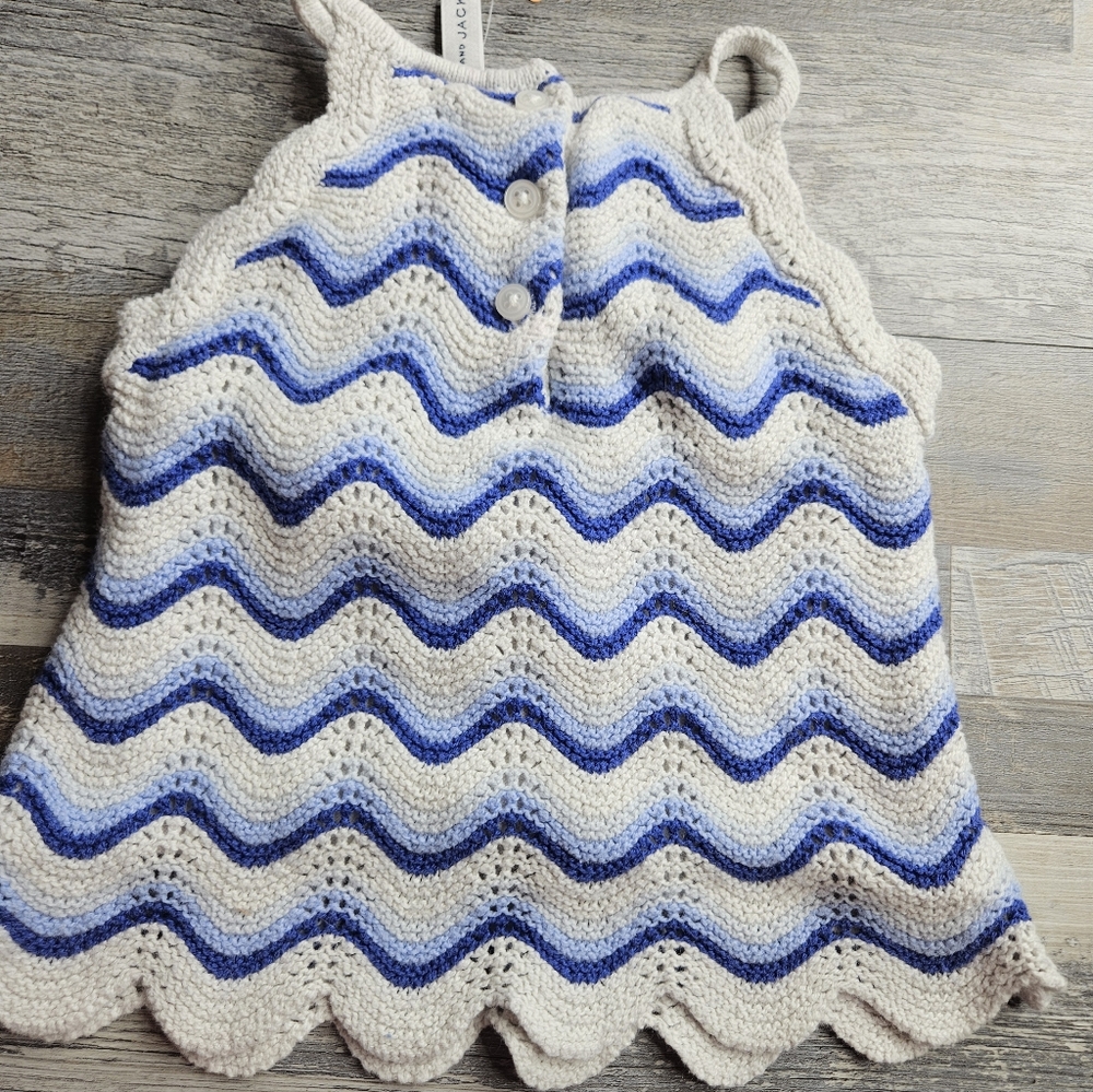 Janie And Jack Striped Crochet Top Size 4 Blue White Resort December 2024 - Picture 3 of 5
